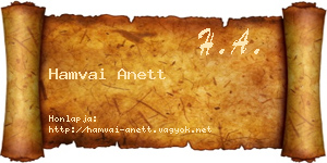 Hamvai Anett névjegykártya