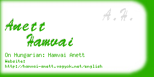 anett hamvai business card